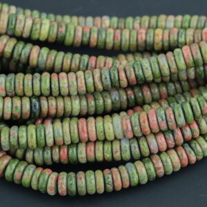 Natural Unakite Jasper, High Quality in Smooth Saucer Roundel, 2x6mm Flat Rondel 7.5 Inches Thin Roundel