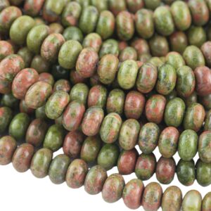 Natural Unakite Jasper-  High Quality in  Roundel, 6mm, 8mm- Full 15.5 Inch Strand-Full Strand 15.5 inch Strand  Smooth Gemstone Beads
