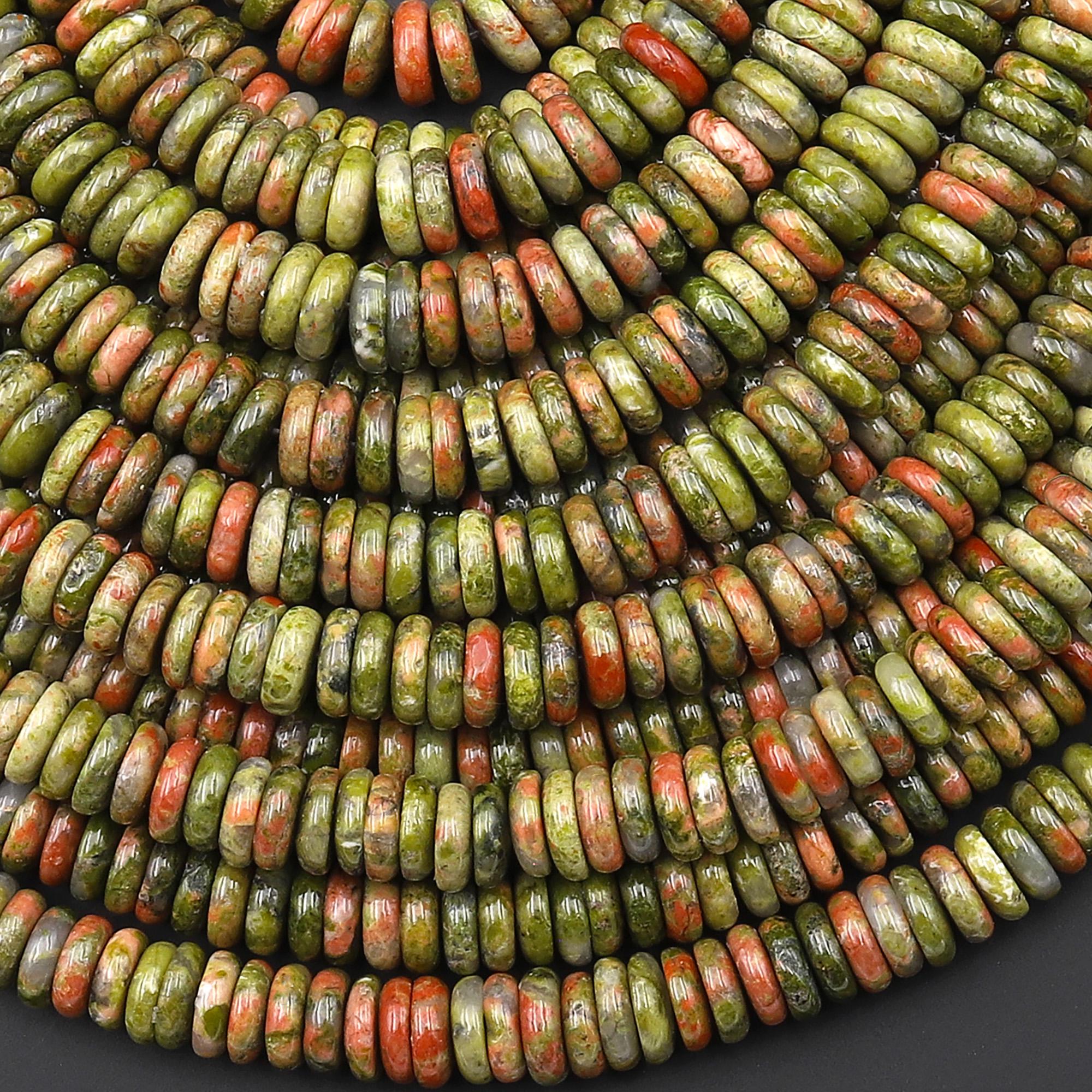 Natural Unakite Thin Rondelle 6mm Gemstone Beads 15.5" Strand Natural Unakite Thin Rondelle 6mm Gemstone Beads 15.5" Strand