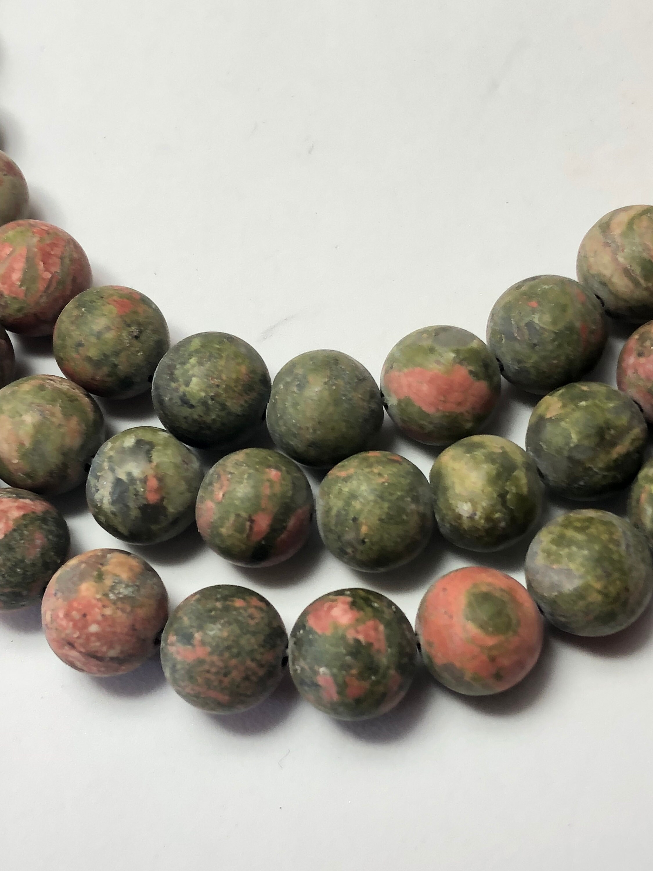 10mm Matte Unakite Gemstone Beads. 15" Strand Of Round Epidote And Feldspar Beads, About 39 Per Strand. 10mm Matte Unakite Gemstone Beads. 15" Strand Of Round Epidote And Feldspar Beads, About 39 Per Strand.
