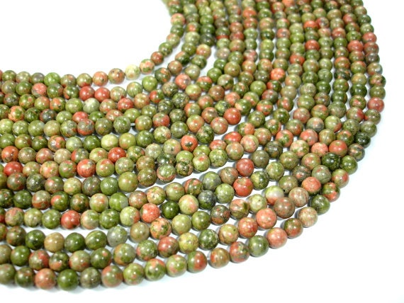 Unakite, 6mm (6.8mm) Round Beads, 15 Inch, Full Strand, Approx. 58 Beads, Hole 1mm (429054001)