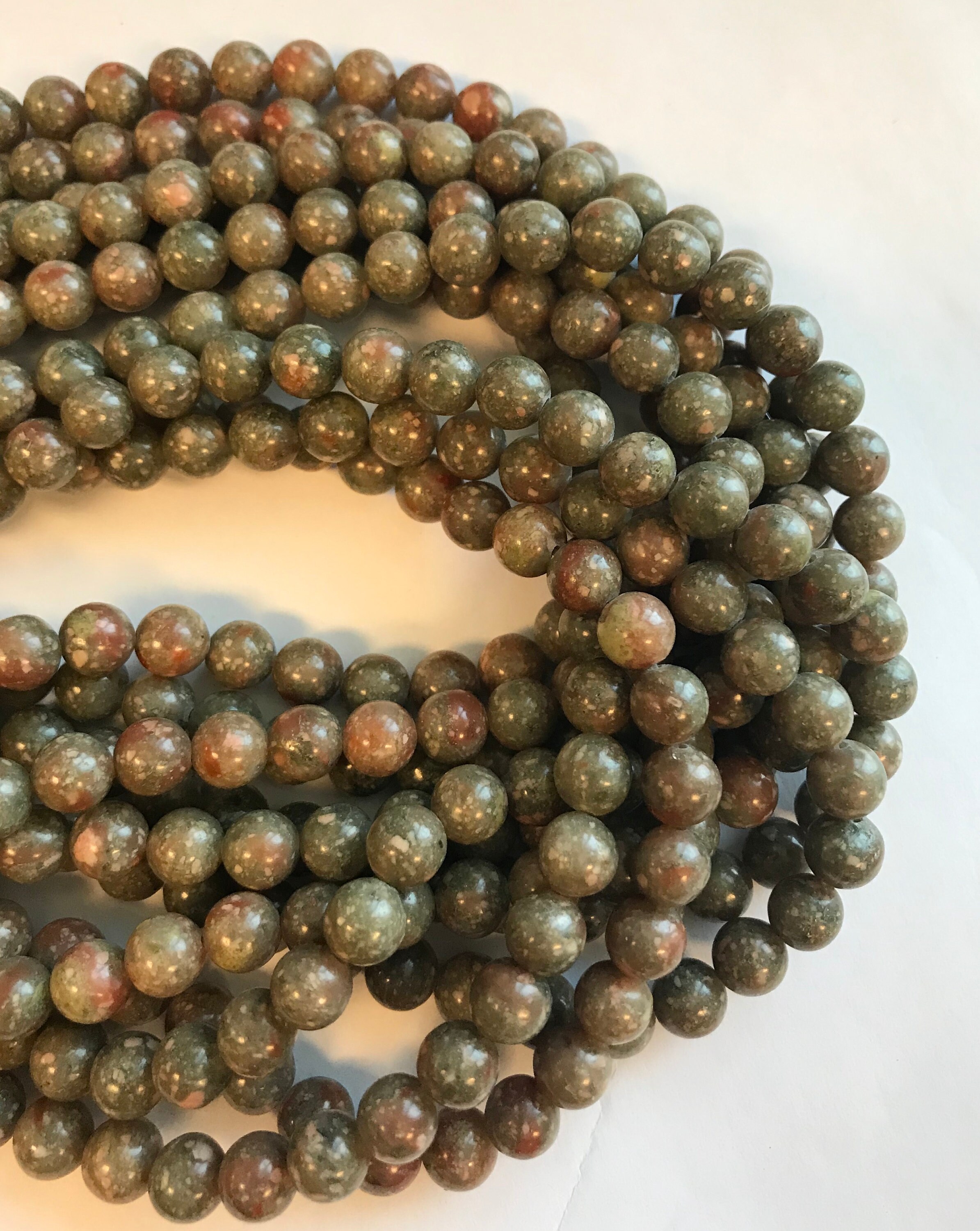 Unakite 6mm 8mm Round Gemstone Beads -15.5 Inch Strand