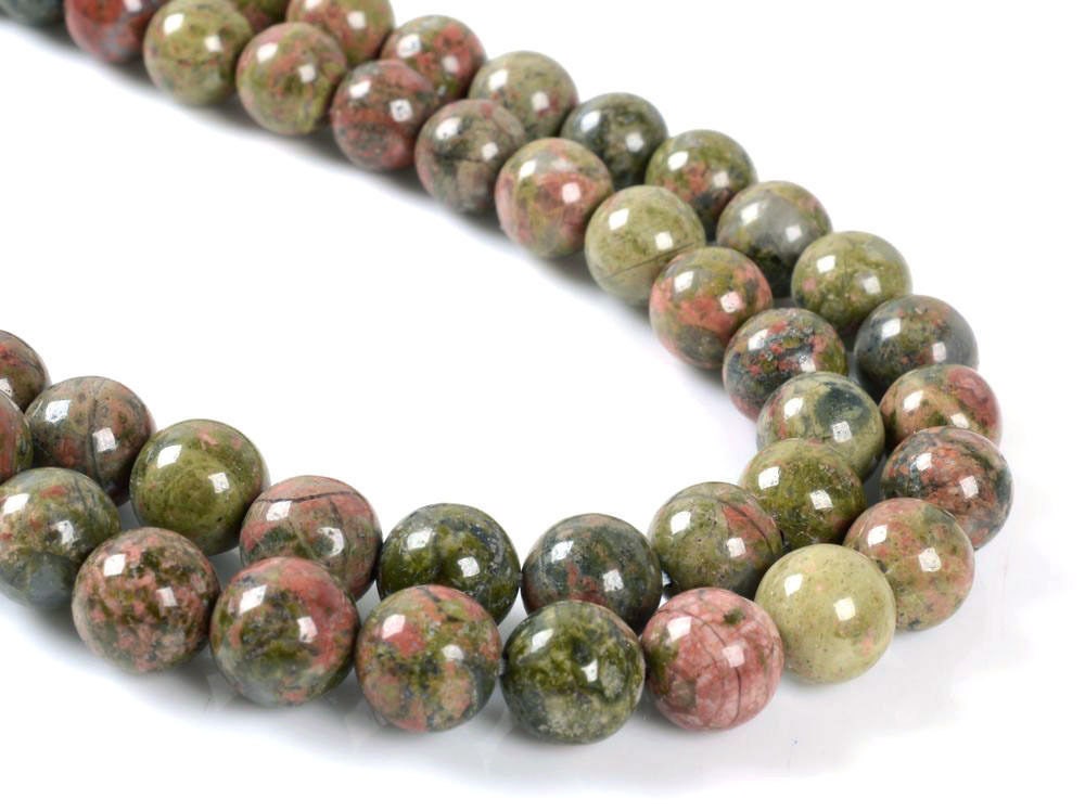 8mm Unakite Round Ball Loose Gemstone Beads 16"