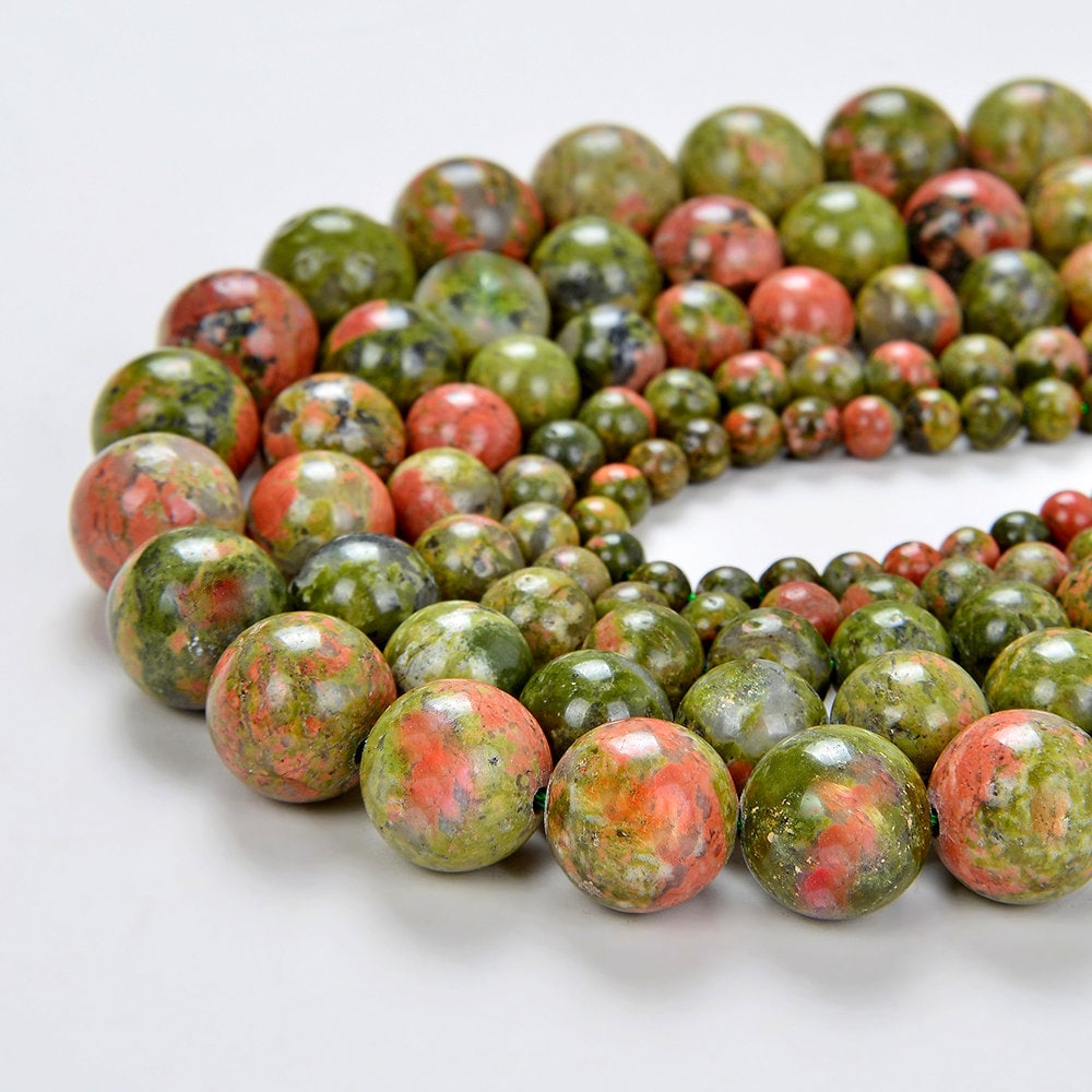 8mm Natural Unakite Gemstone Grade Aaa Round Loose Beads 7.5 Inch Half Strand (90181863-243)