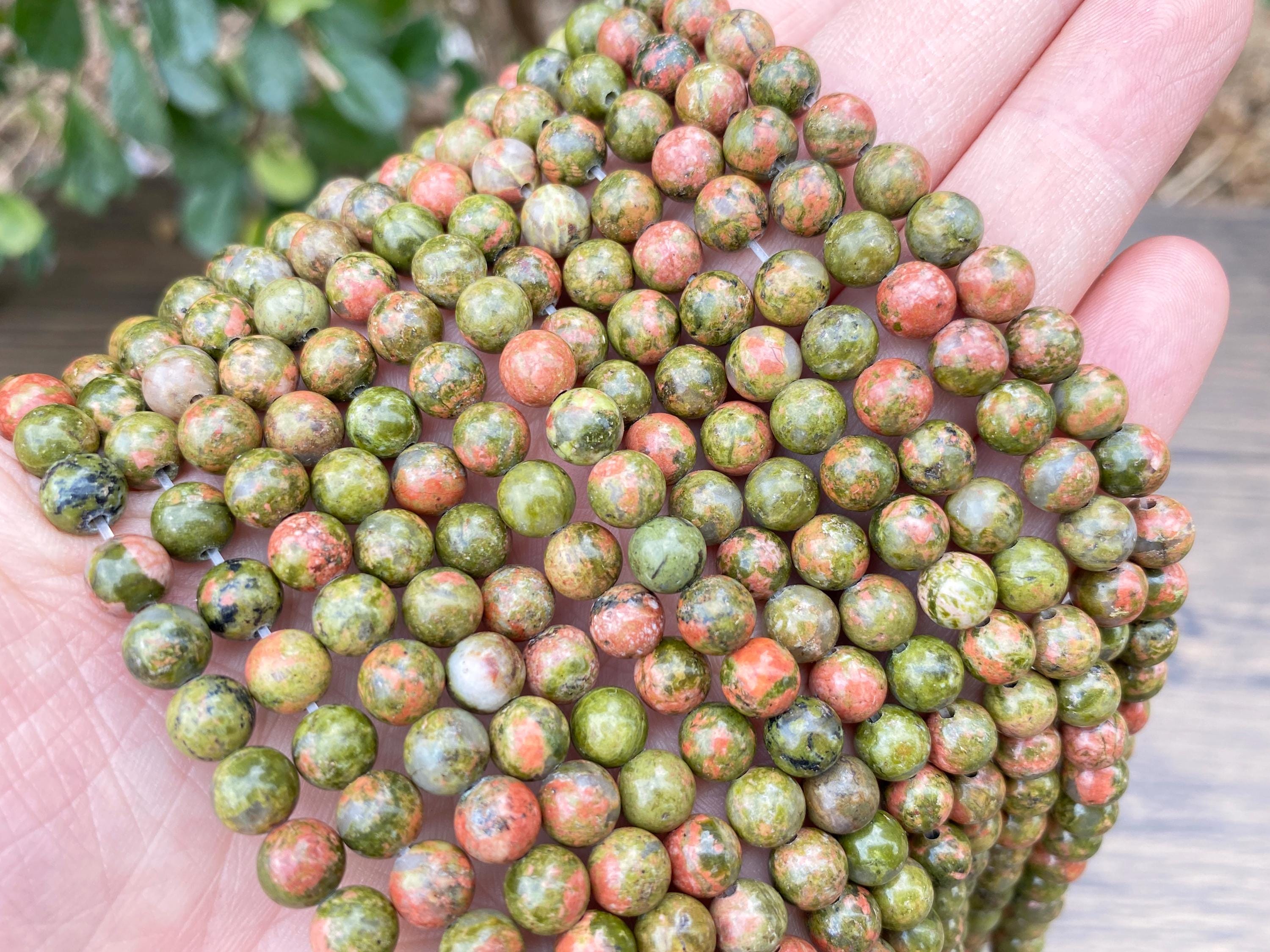 Full 15" Unakite Genuine Natural Smooth Round For Jewelry Making Loose Gemstone Beads,2mm/3mm/4mm/6mm/8mm/10mm/12mm Semi Precious Beads.