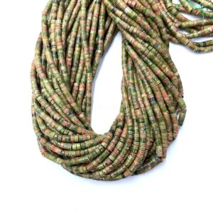Unakite Heishi Round Beads 4mm, Natural Small Unakite Tube Beads, Green Pink Red Gemstone Heishi Beads, Unakite Cylinder Seed Spacer Beads Unakite Heishi Round Beads 4mm, Natural Small Unakite Tube Beads, Green Pink Red Gemstone Heishi Beads, Unakite Cylinder Seed Spacer Beads