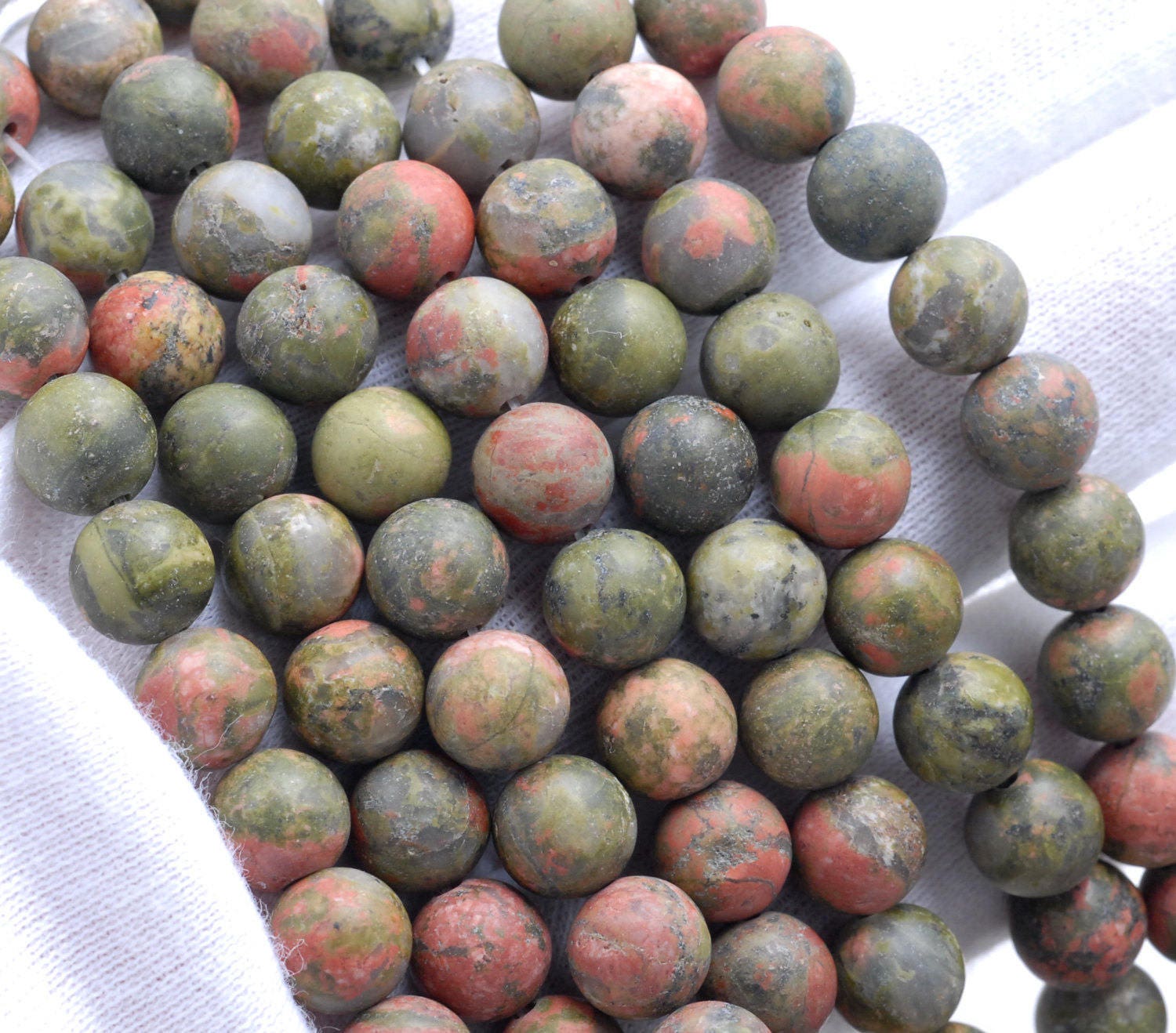 Matte Unakite Gemstone Green Red Round 4mm/6mm/8mm/10mm Loose Beads 15 Inch Full Strand (m4) Matte Unakite Gemstone Green Red Round 4mm/6mm/8mm/10mm Loose Beads 15 Inch Full Strand (m4)