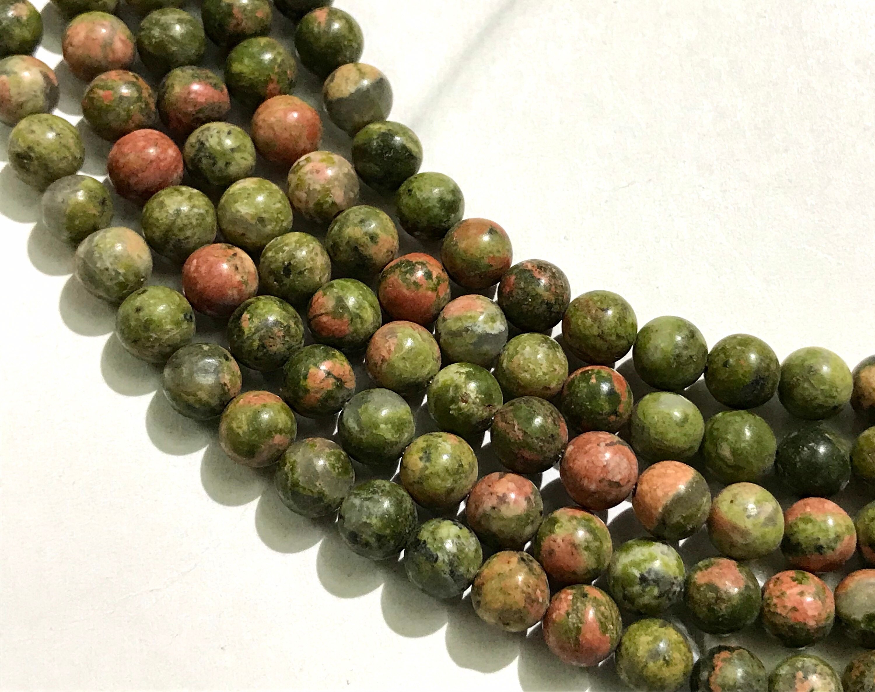 Natural Unakite 6mm Balls 1mm Hole /6mm Unakite Gemstone Beads/round Shape Unakite With 1mm Hole/unakite//15”line// 1mm Hole /