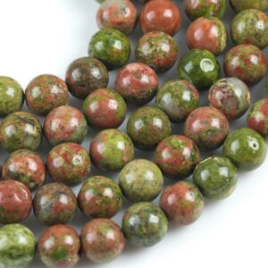 Natural Unakite Unikite Jasper  Round, 4mm, 6mm, 8mm, 10mm, 12mm- Full 15.5 Inch Strand- Wholesale Pricing AAA Quality Smooth