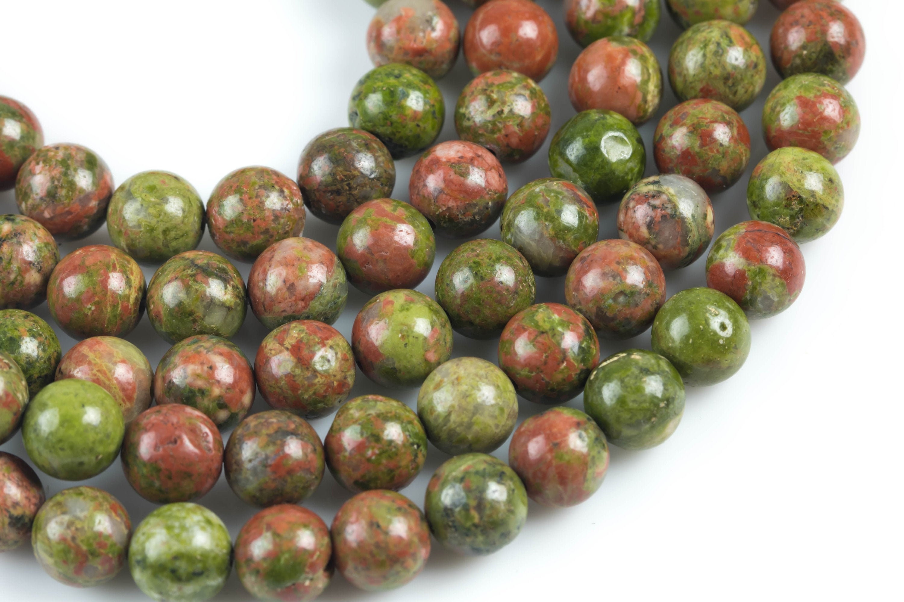 Natural Unakite Unikite Jasper Round, 4mm, 6mm, 8mm, 10mm, 12mm- Full 15.5 Inch Strand- Wholesale Pricing Aaa Quality Smooth