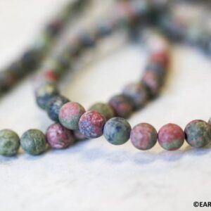 Unakite 6mm/ 4mm Round Beads 16" Strand Matte Finished Unakite 6mm/ 4mm Round Beads 16" Strand Matte Finished