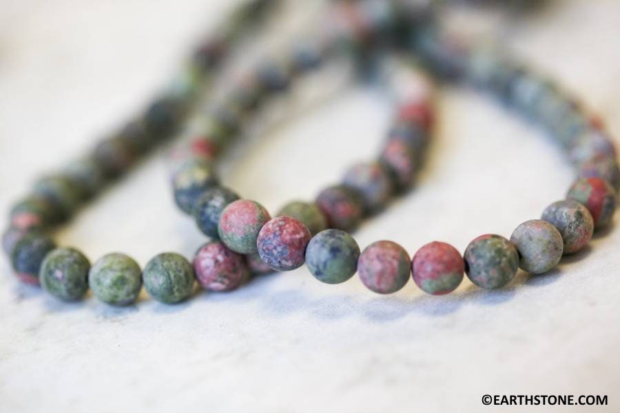 Unakite 6mm/ 4mm Round Beads 16" Strand Matte Finished