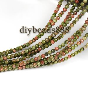 Unakite Smooth Round Beads 2mm 3mm For Choice, 15" Full Strand