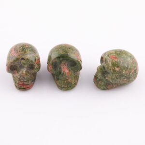 1 Pc Natural Unakite Skull Skulls ~1" - Self Standing - Not Drilled