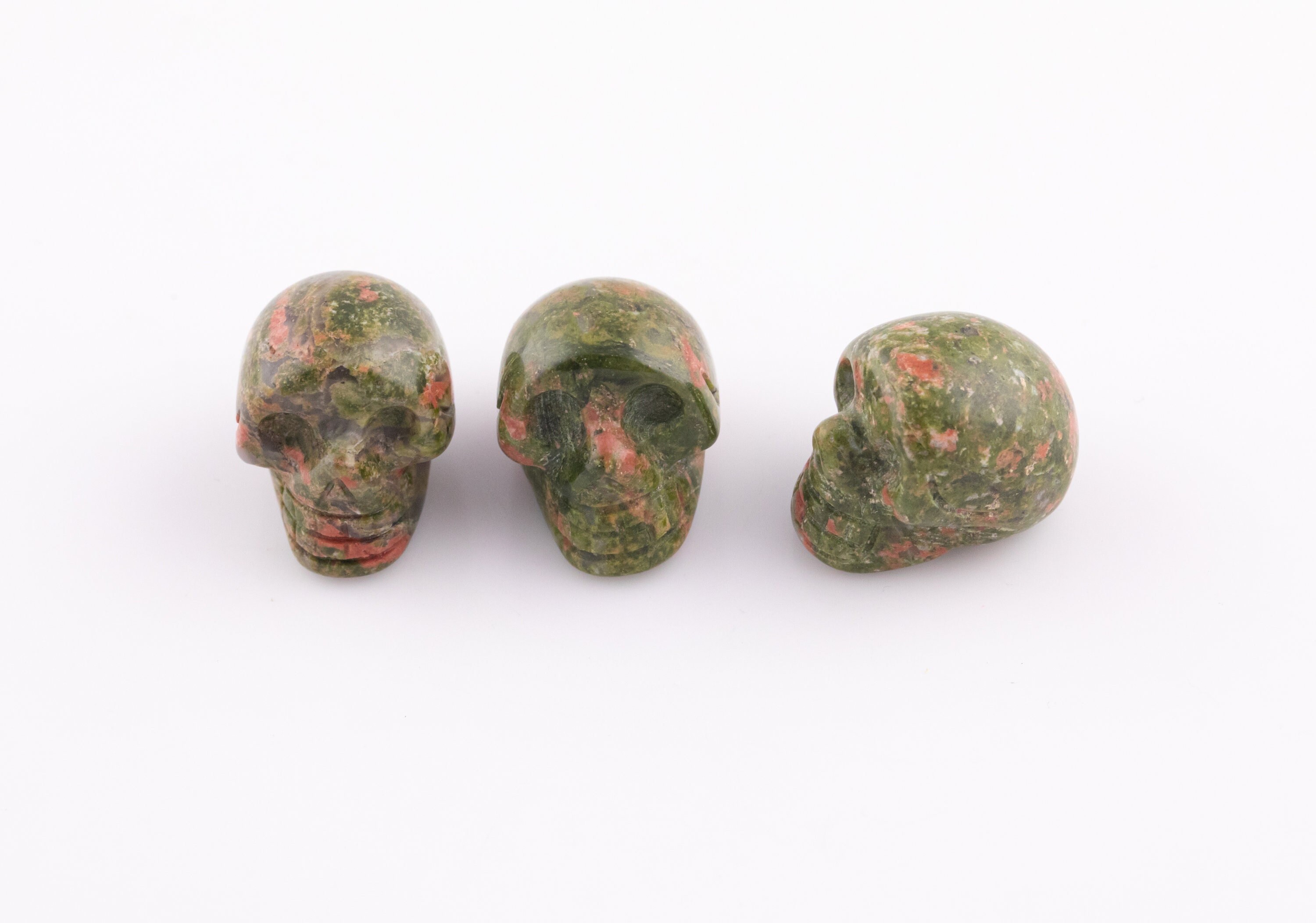 1 Pc Natural Unakite Skull Skulls ~1" - Self Standing - Not Drilled 1 Pc Natural Unakite Skull Skulls ~1" - Self Standing - Not Drilled