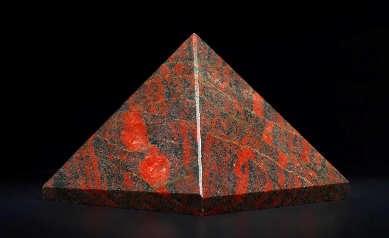 100mm Green Unakite Crystal Pyramid: Healing Energy Decor