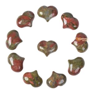25mm Unakite puff LOVE hearts 1 inch Crystal healing Reiki pocket stone