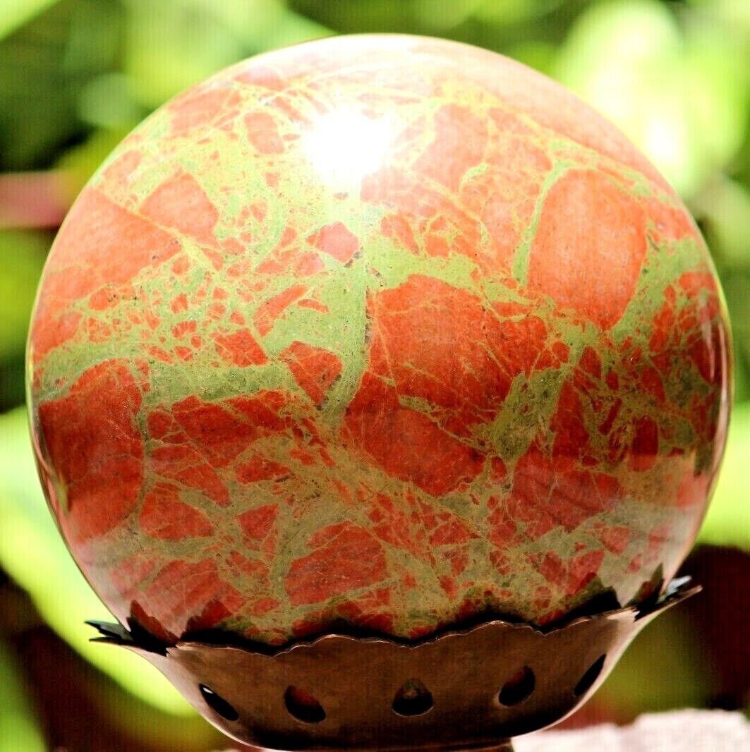A Grade 170mm Unakite Sphere: Reiki Charged Crystal Healing Stone