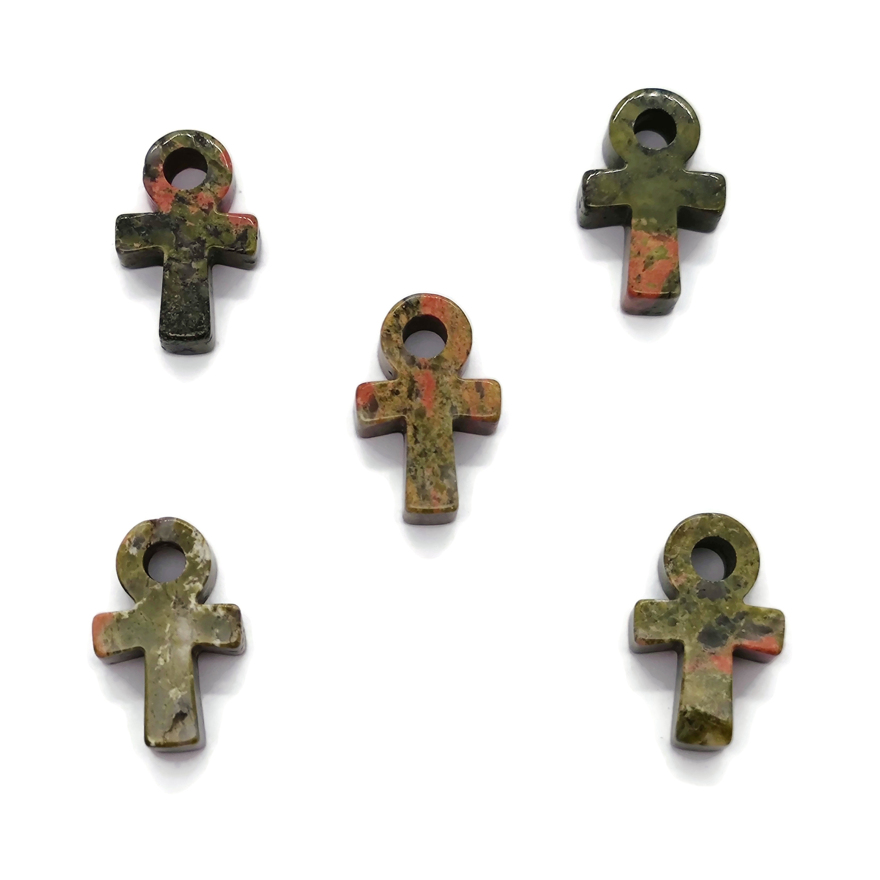 Unakite Anka Crystal - Mini Crystal Ankhs - Handmade Carving - Anka Totem - An1012