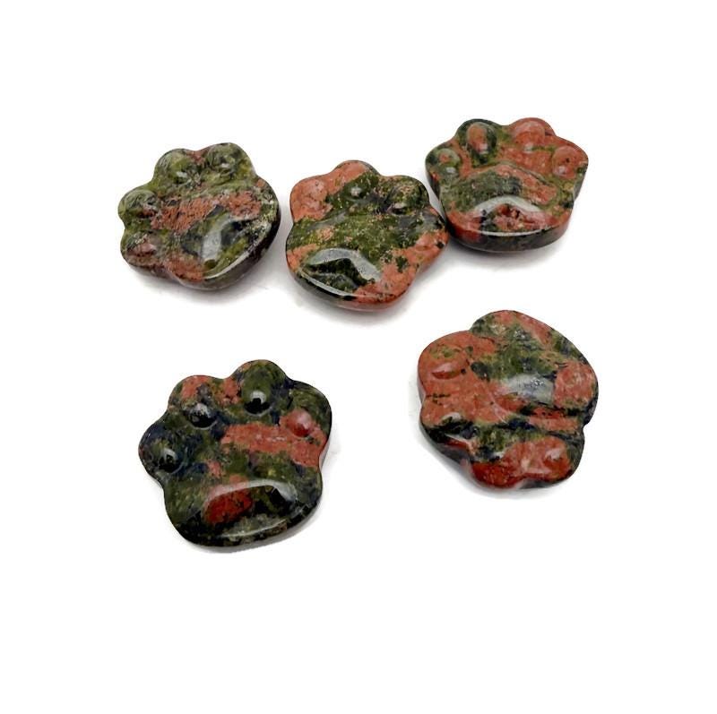 Unakite Bear Paw Crystal Carving – Handcrafted Gemstone Creature Statue - Ha1249