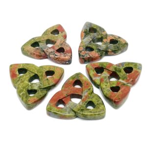 Unakite Celtic Knot Carved Stone - Trinity Crystals Gemstone - Making Jewelry - Healing Crystals - CK1009