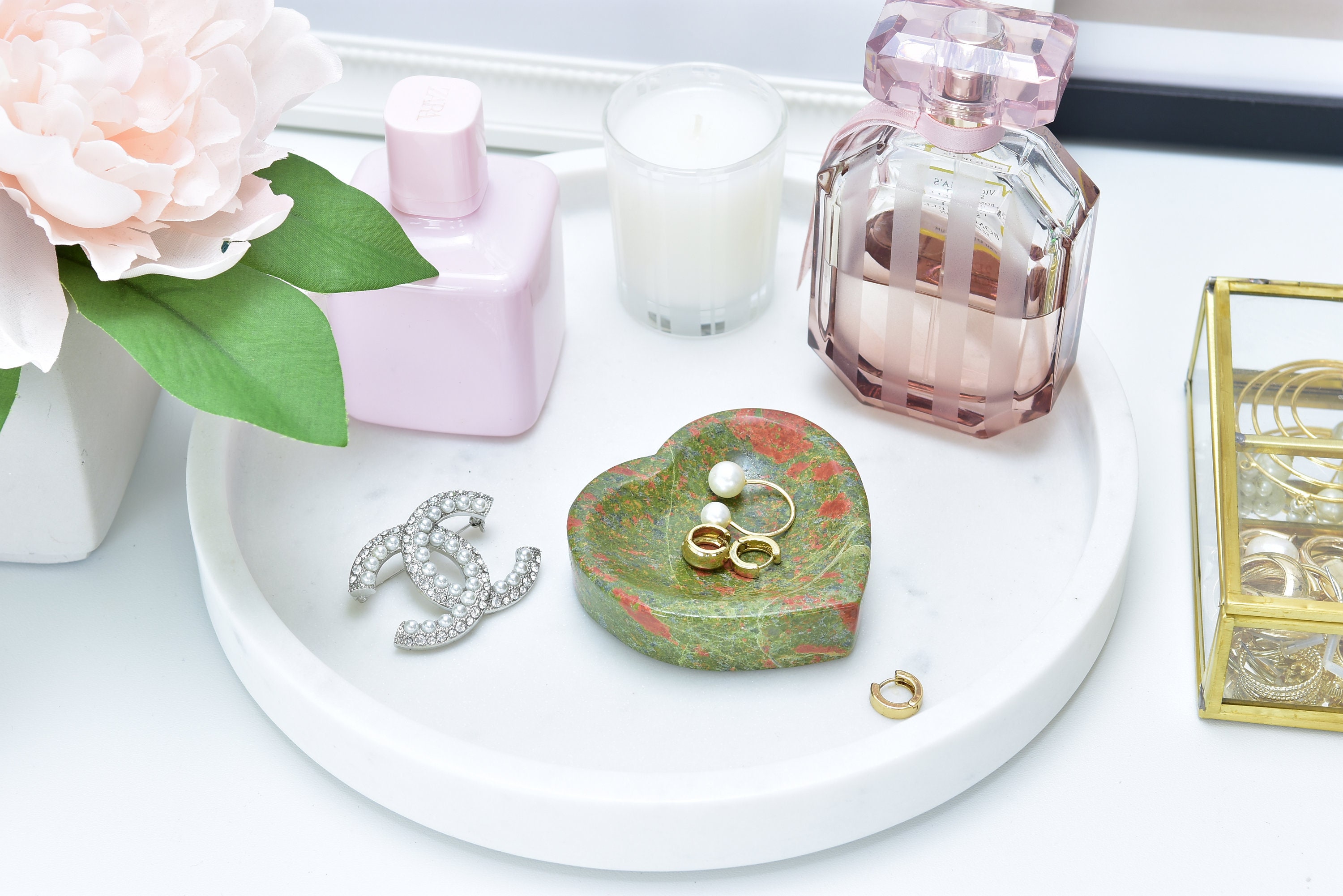 Unakite Crystal Bowl: Gemstone Jewelry Holder, Catch-all Tray