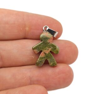Unakite Crystal Gingerbread Cookies Men Pendants - Christmas Gift - Mineral Specimens - Christmas Carving - Best Quality - NC1544
