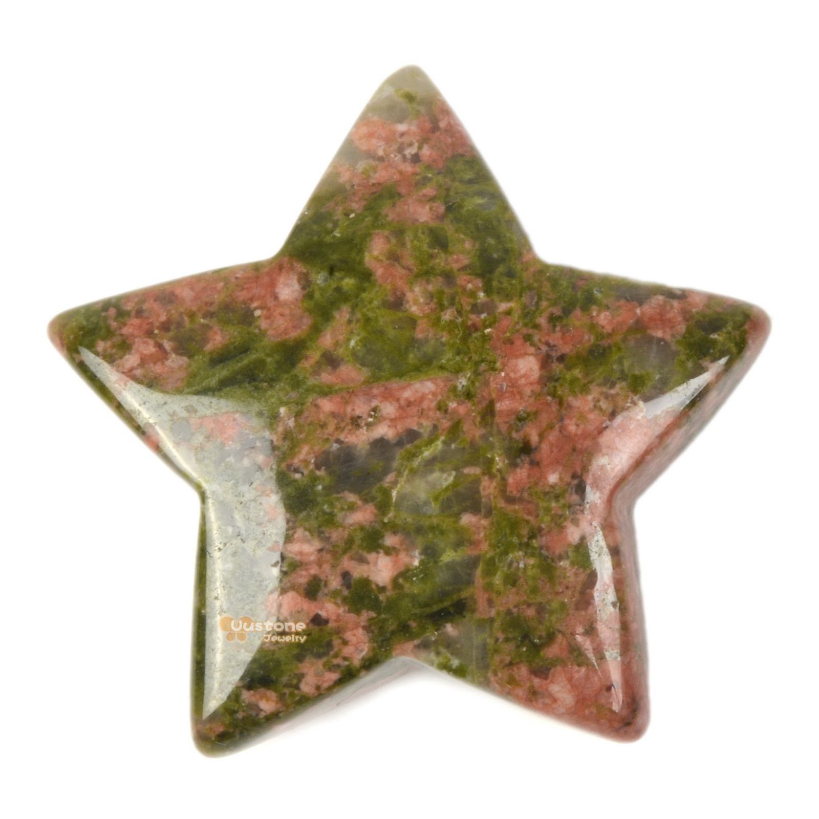G6174.6 30mm Carved Unakite Gemstone Crystal Healing Star Stone