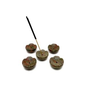 Unakite Gemstone Incense Holder – Hand-Carved Crystal Flower Burner for Cleansing & Relaxation - GZ1010