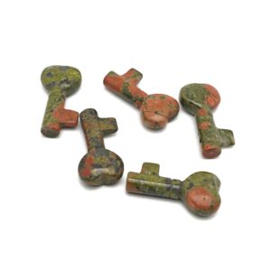 Unakite Gemstone Key Carving - Pocket Crystal Keys - Crystals Chakra - Meditation Crystal - Energy Gift for her - KY1006