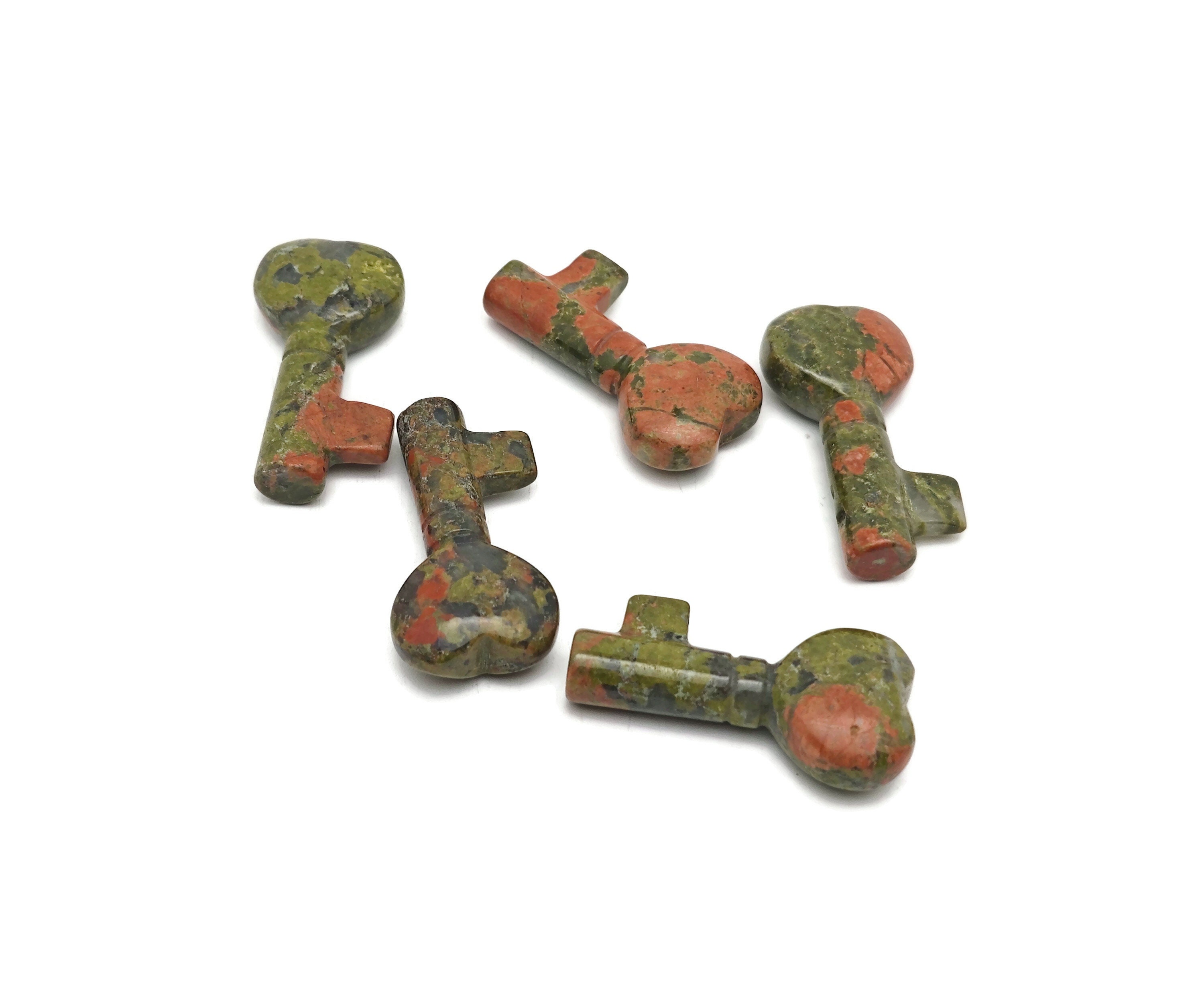 Unakite Gemstone Key Carving - Pocket Crystal Keys - Crystals Chakra - Meditation Crystal - Energy Gift For Her - Ky1006