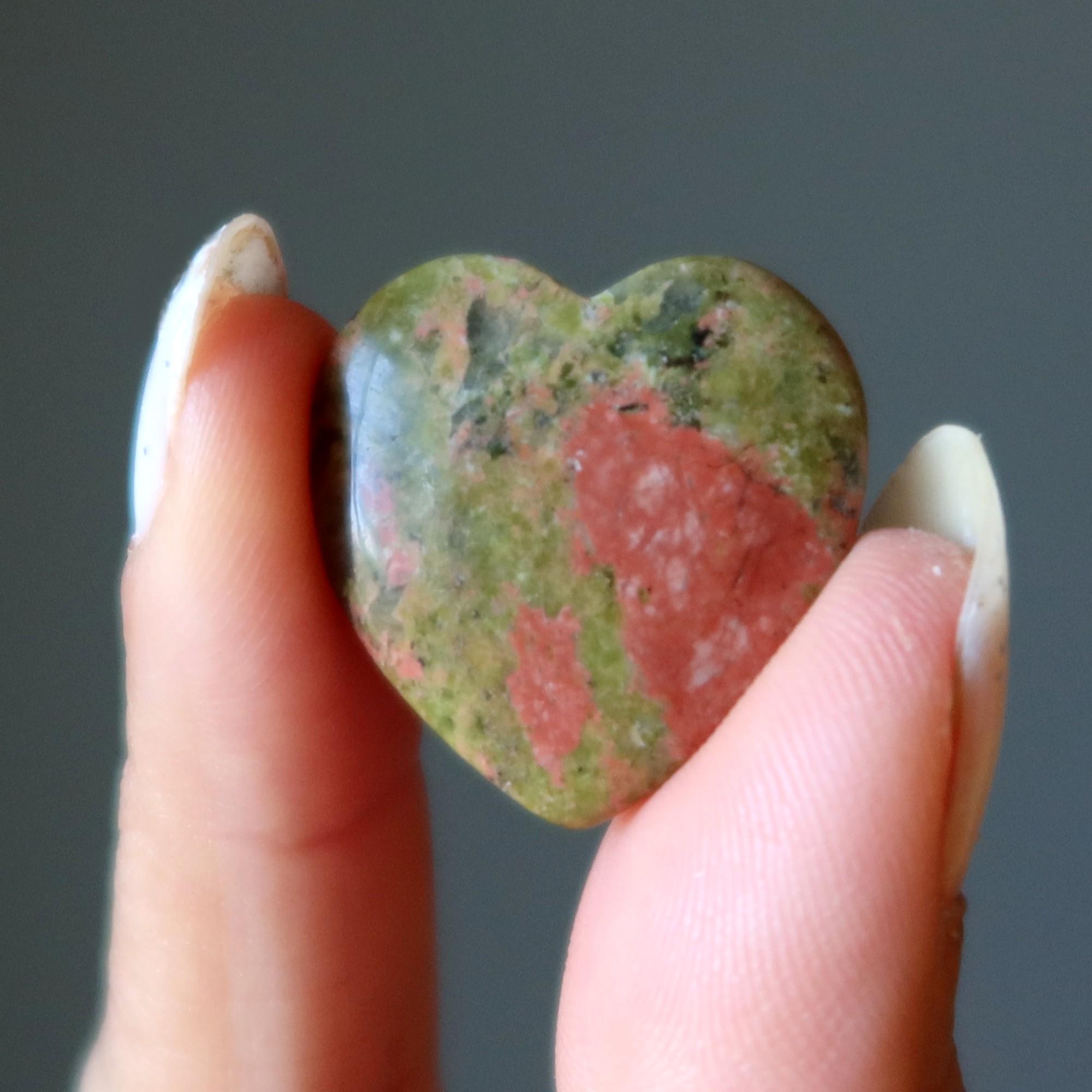 Unakite Heart All Roads Lead To Love Pink Green Healing Stone