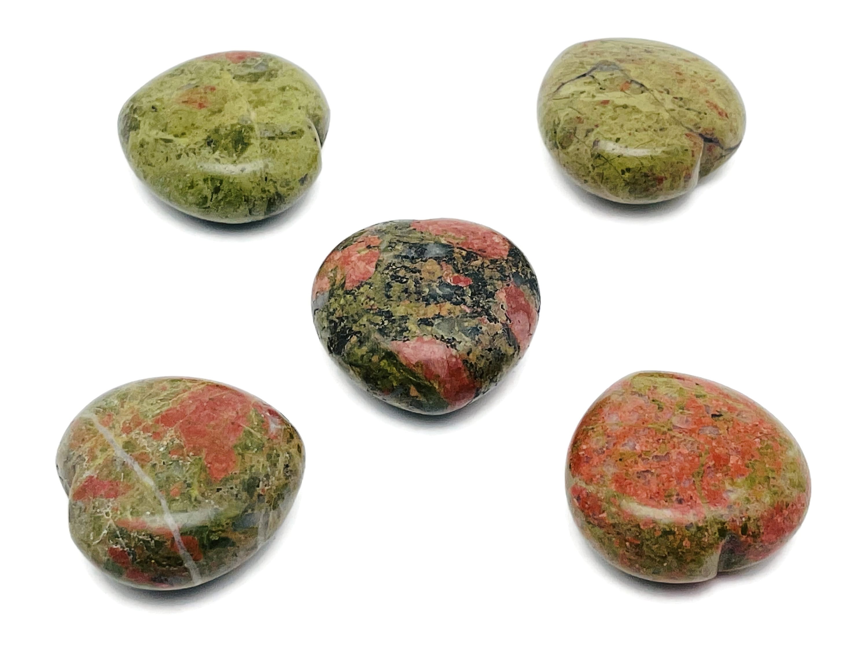 Unakite Heart Gemstone - Crystal Heart - Natural Unakite Stone - Carved Gemstone Heart – 4cm - He1250