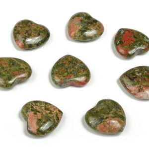 Unakite Heart Gemstone Flat – Heart Crystal - Healing Stones – Carving Heart - Natural stones - 20X20X6mm - HE1053