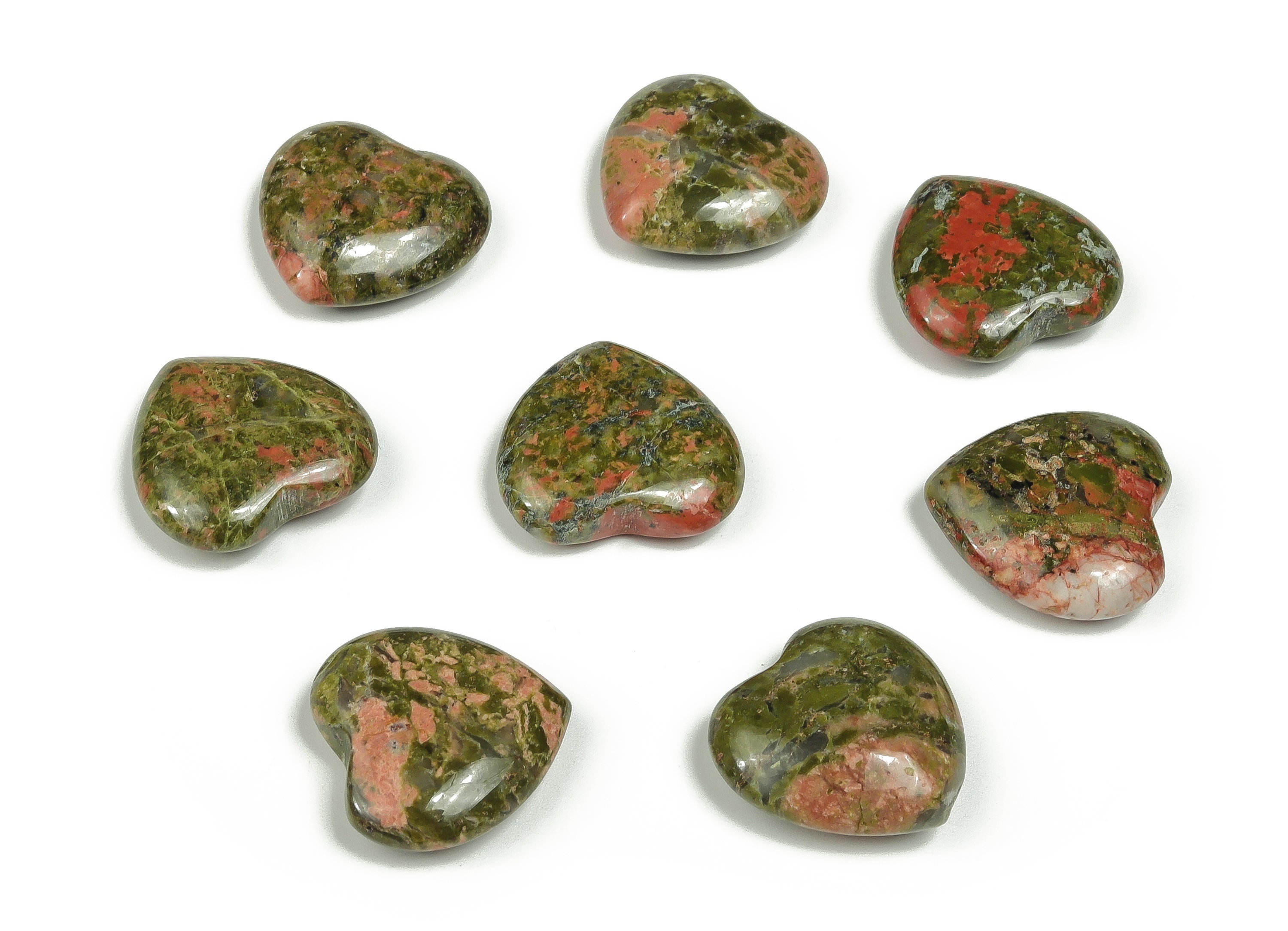 Unakite Heart Gemstone Flat – Heart Crystal - Healing Stones – Carving Heart - Natural Stones - 20x20x6mm - He1053
