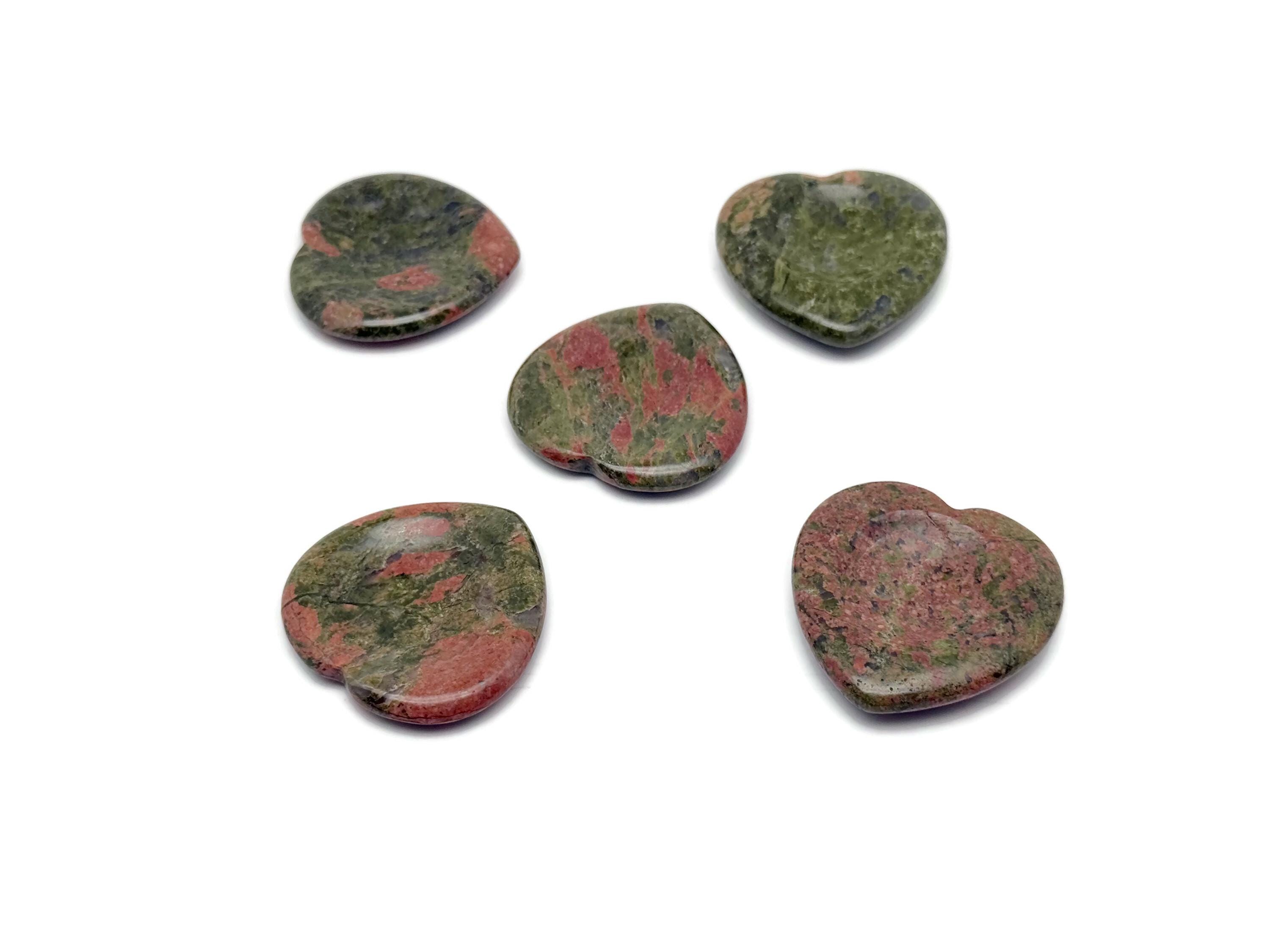 Unakite Heart Worry Stone – Crystal Worry Stone – Relaxing Heart Chakra - Travel Crystals - Stress Reducing - Wo1005