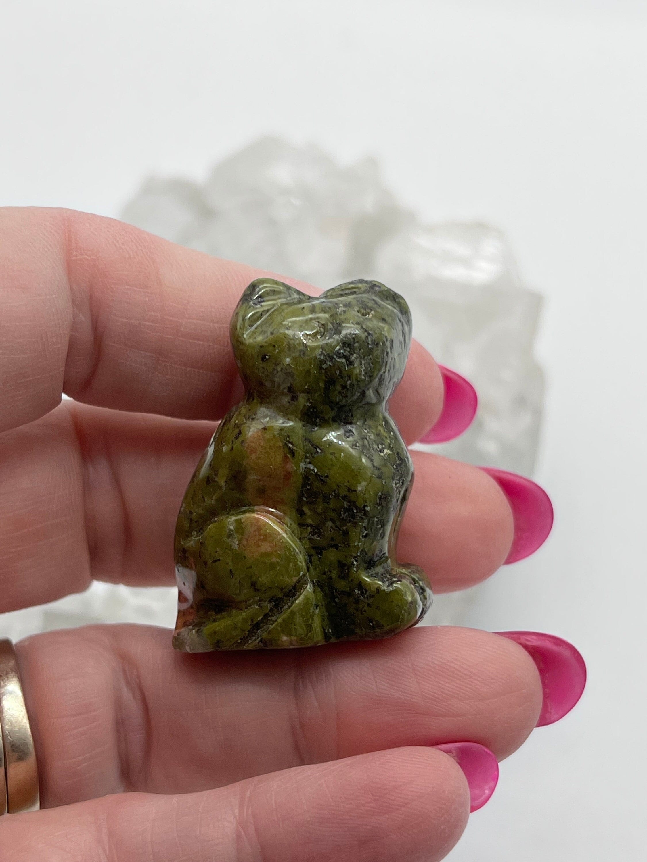 Unakite Jasper Carved Cat-1 1/2"
