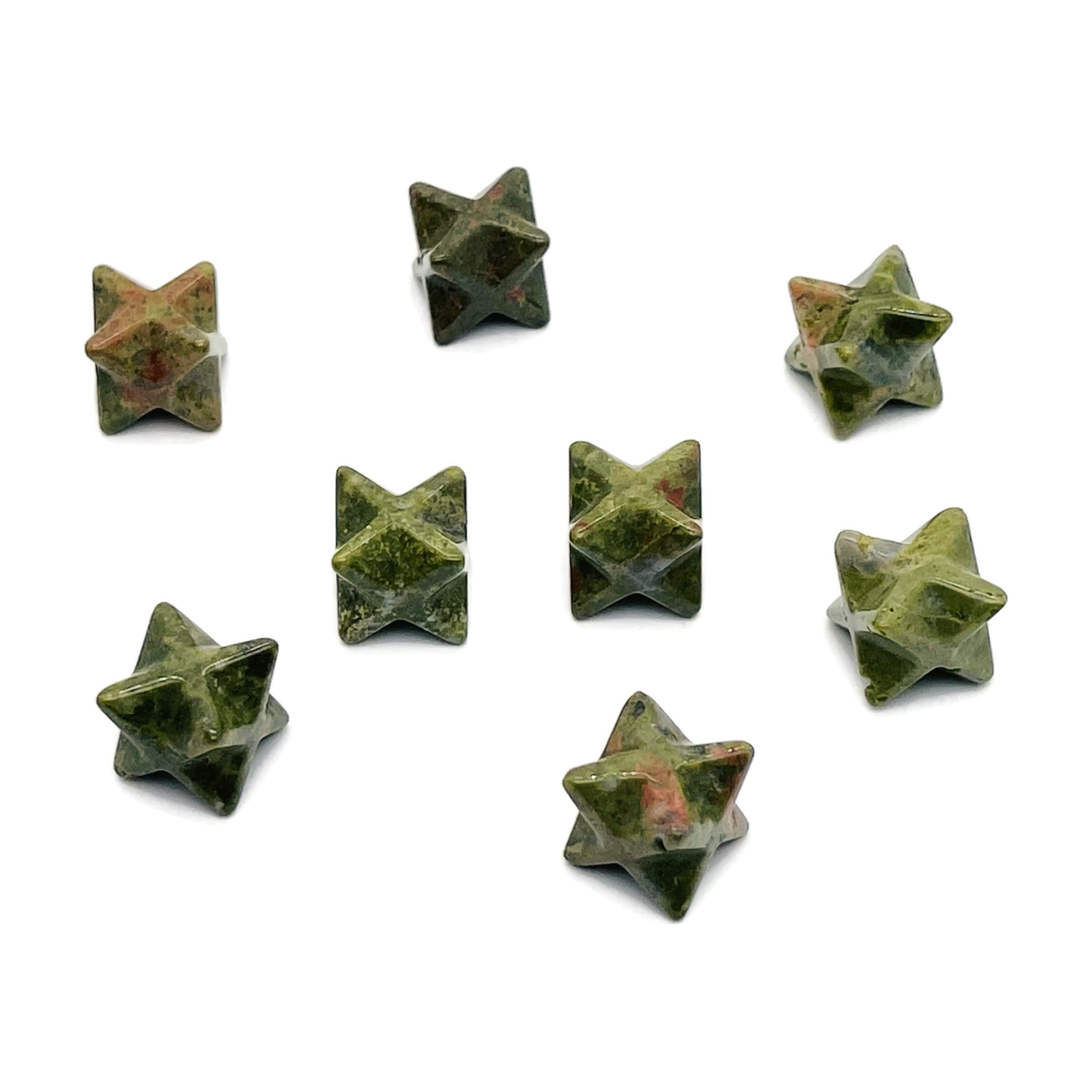Unakite Merkaba Star Crystal Carving – Christmas Gift - Mini Merkaba Star Figurines - Crystal Reiki Healing - Me1024