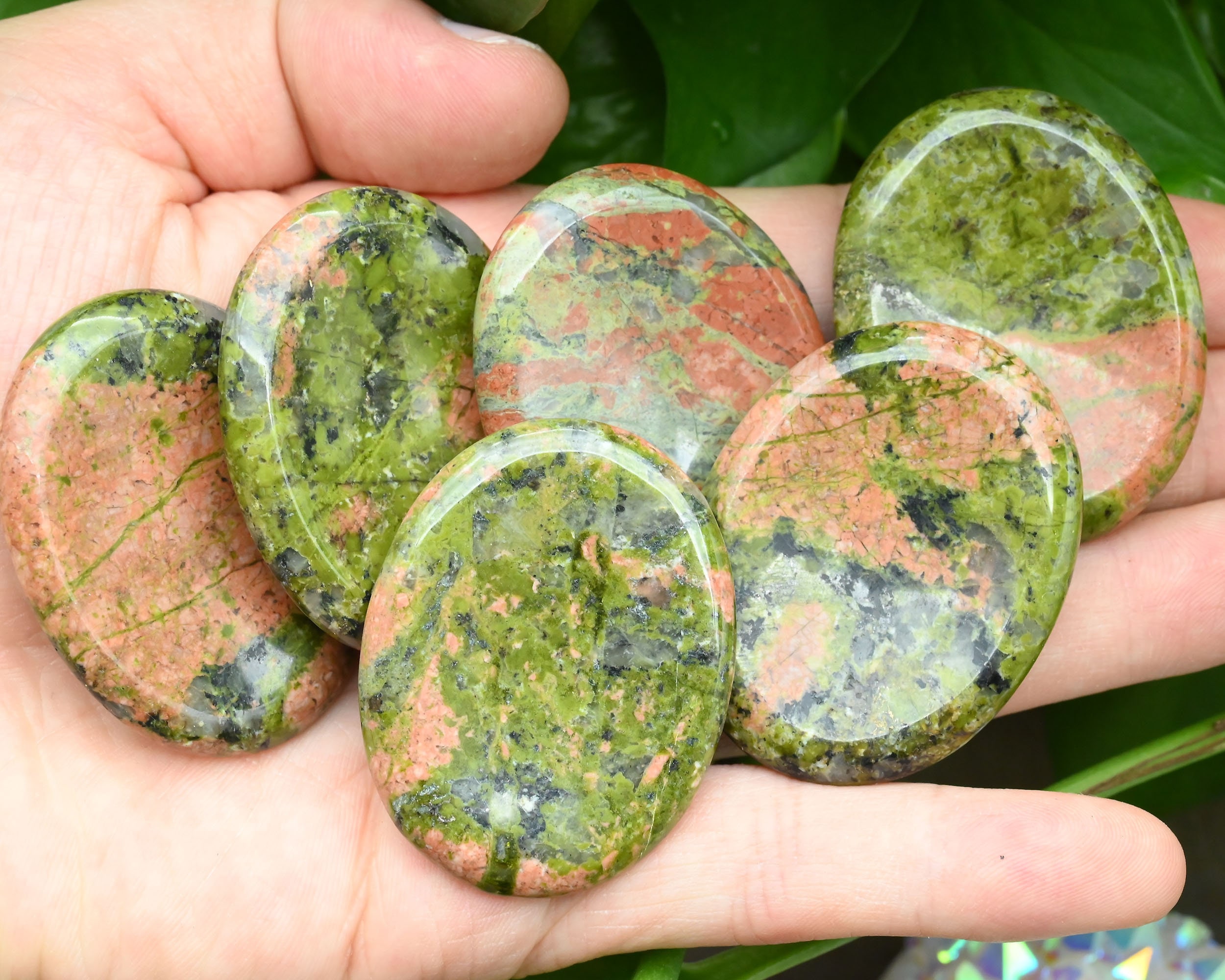 Natural Unakite Worry Stone,healing Worry Stone,chakra Worry Stone,size 35x45mm