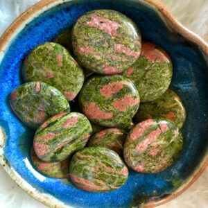 Unakite Palm Stone Jasper , Worry Crystal Gemstone Natural