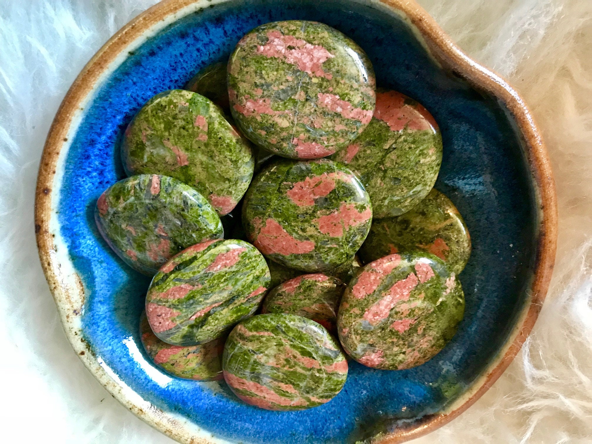 Unakite Palm Stone Jasper , Worry Crystal Gemstone Natural Unakite Palm Stone Jasper , Worry Crystal Gemstone Natural