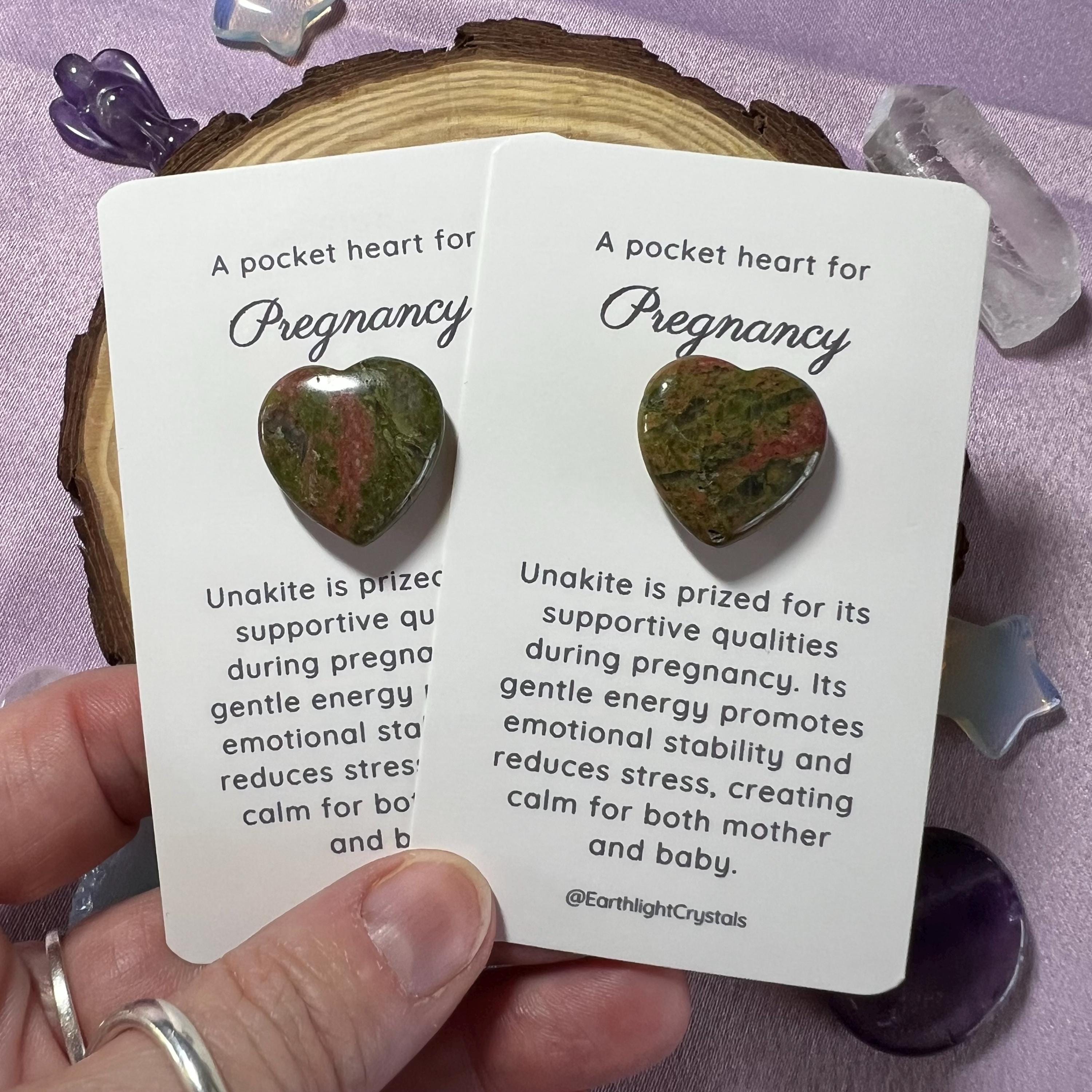 Unakite Pocket Heart Crystal Gift For Pregnancy & Motherhood