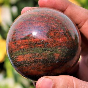Red Unakite Crystal Ball: 65MM Reiki Charged Gemstone Sphere Red Unakite Crystal Ball: 65MM Reiki Charged Gemstone Sphere