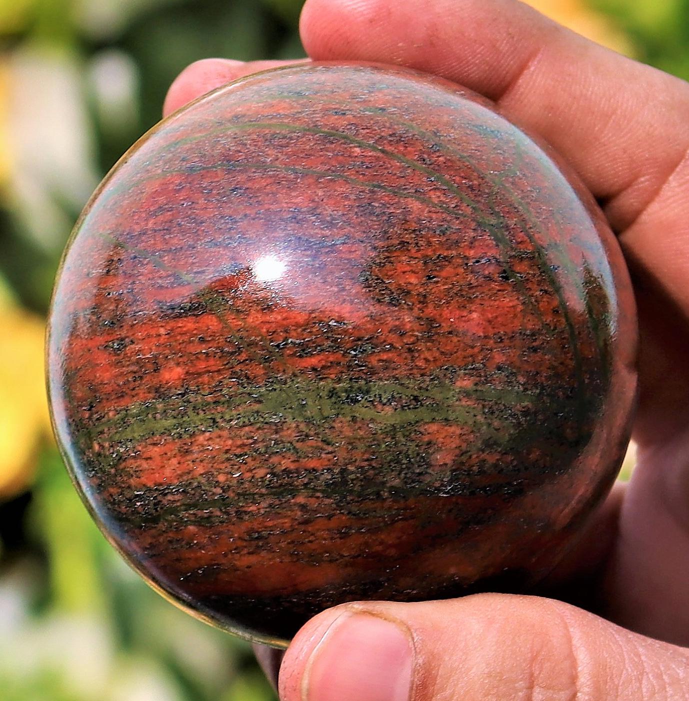 Red Unakite Crystal Ball: 65mm Reiki Charged Gemstone Sphere