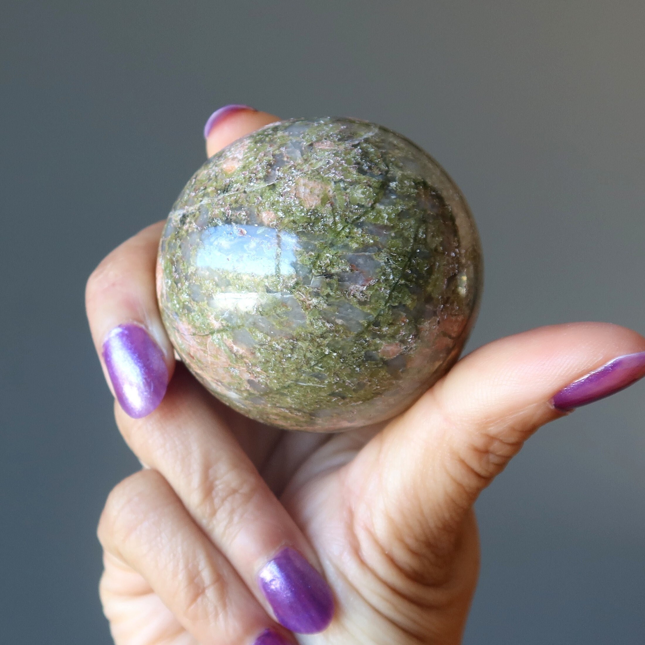 Unakite Sphere Love Catcher Green Pink Crystal Ball