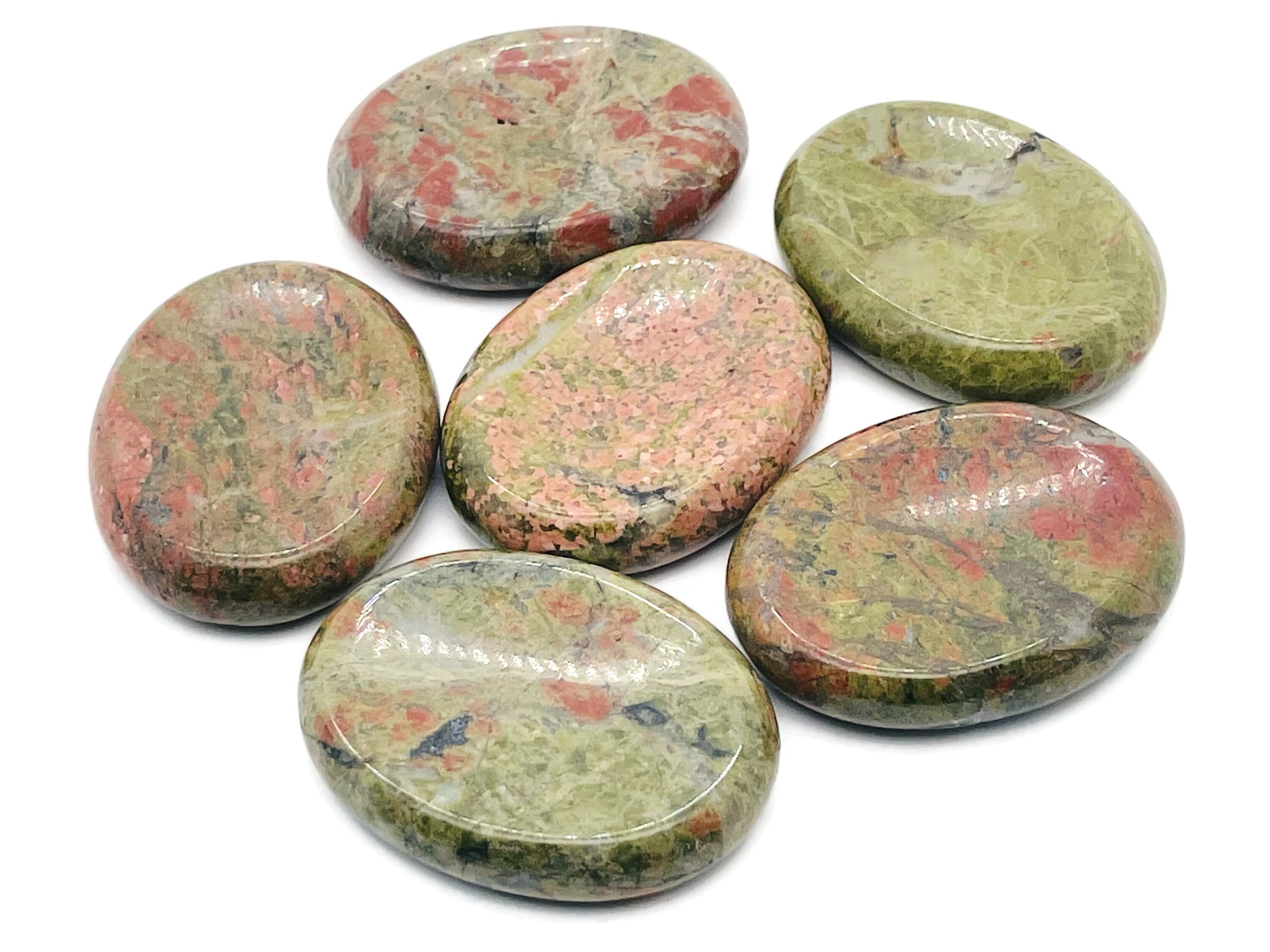 Unakite Worry Stone – Crystal Worry Stone – Pocket Stone – Healing Crystal - 4.5x3.5cm - Wo1049
