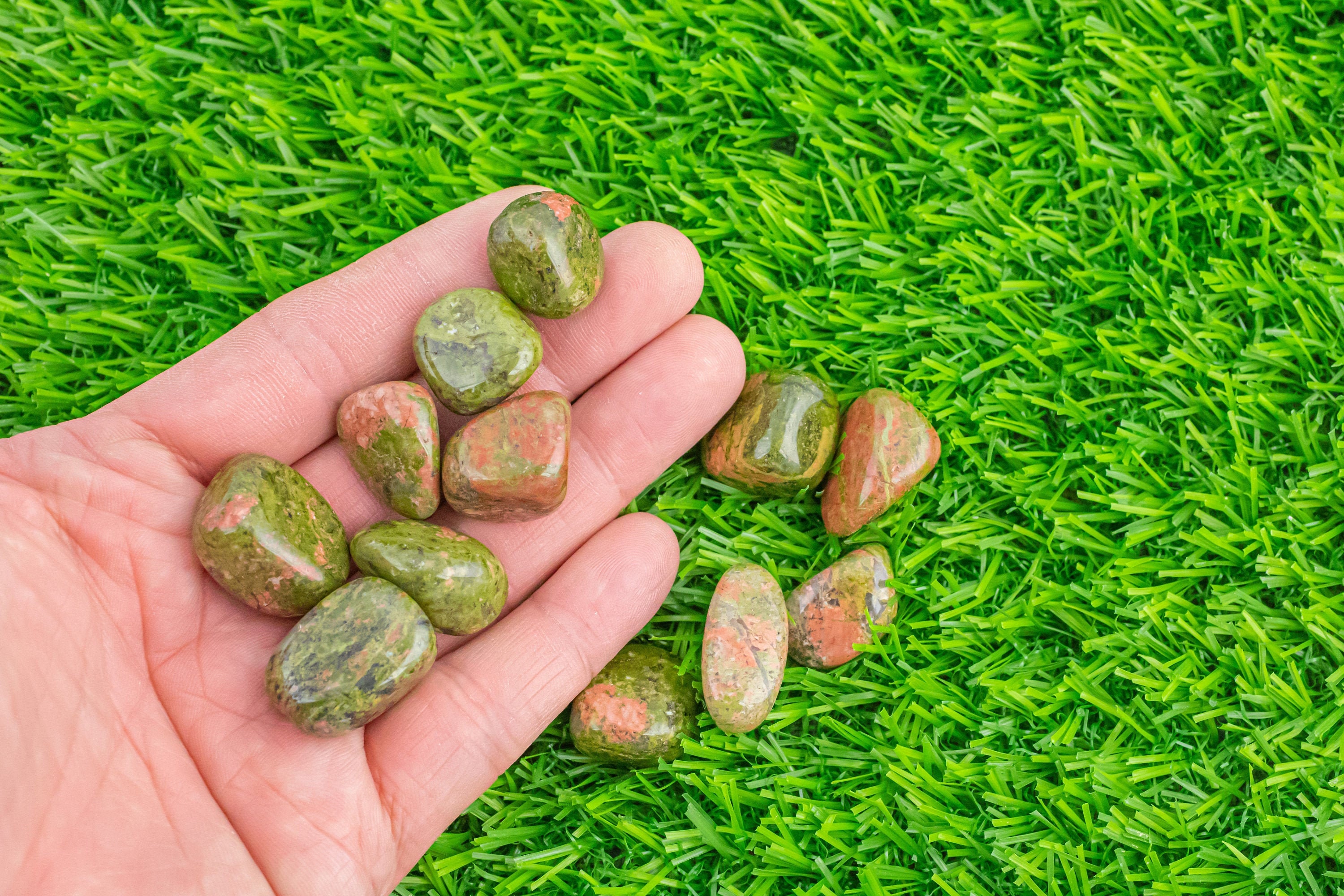 1 Pc Natural Unakite Jasper Medium Tumbled Stone- .5 Inch-1.25 Inch 1 Pc Natural Unakite Jasper Medium Tumbled Stone- .5 Inch-1.25 Inch