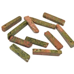 Unakite Drilled Tumbled Stones - Rectangle Hole Tumbled Stone - Making Jewelry Cytsals - Bulk Stones - Nc1679 Unakite Drilled Tumbled Stones - Rectangle Hole Tumbled Stone - Making Jewelry Cytsals - Bulk Stones - Nc1679