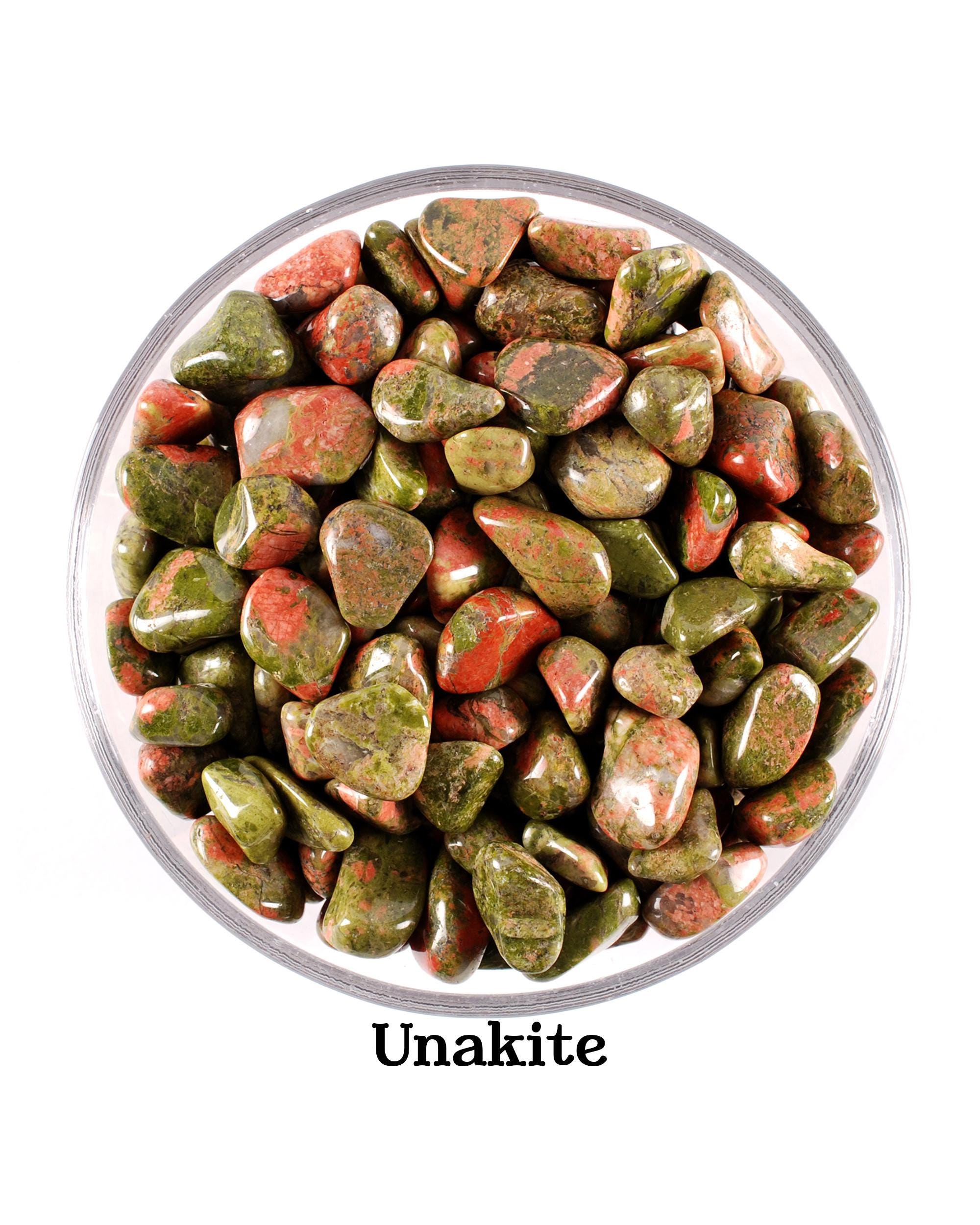 Set Of 10 Unakite Tumbled Stones, Pink Green Epidote Crystals, Balance & Altar Ritual Gem