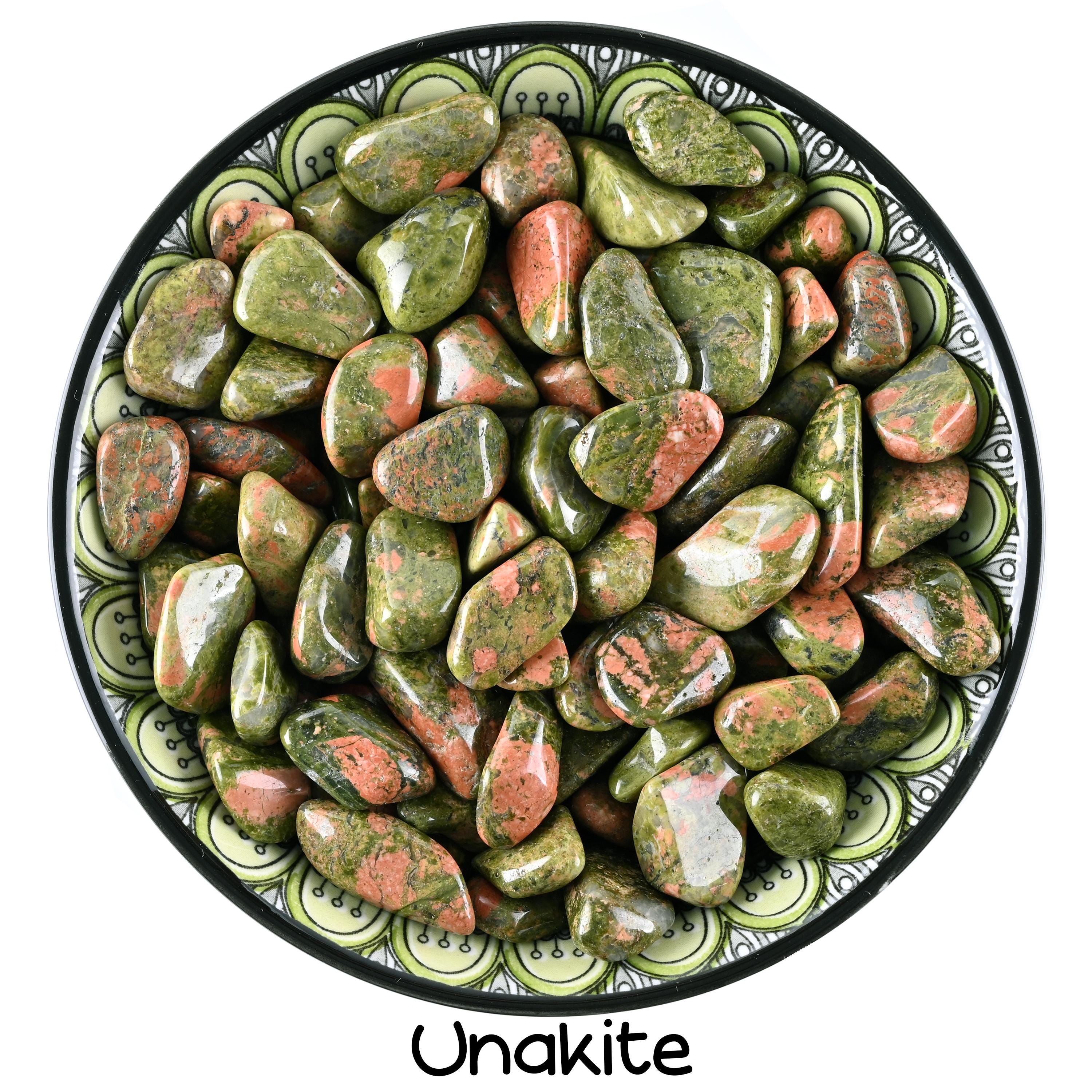 Set Of 10 Unakite Tumbled Stones, Polished Pink And Green Crystal, Harmony Balance Set